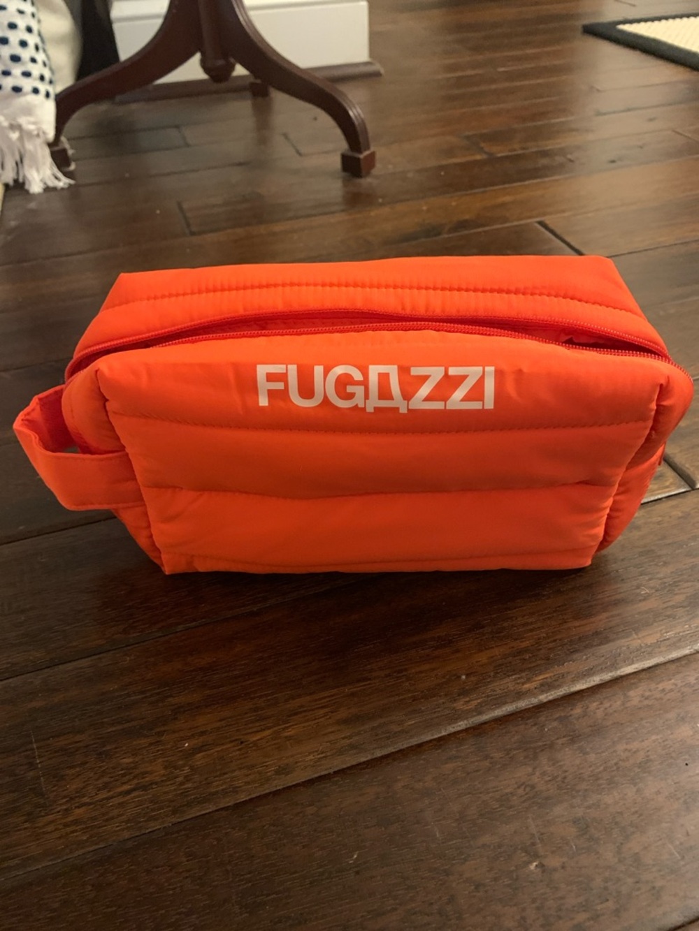 Fugazzi Quilted Orange Travel Toiletry Wash Bag Like New!